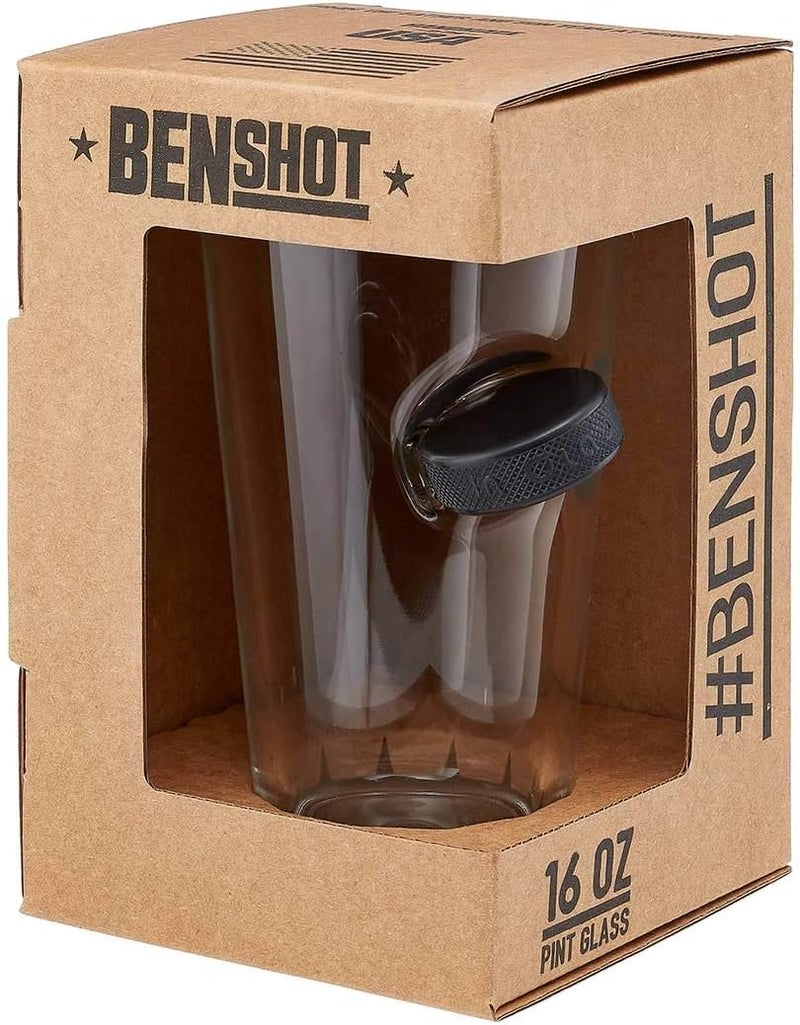 benshot Hockey Puck Pint Glass - 16oz | Made in the USA - Image 2